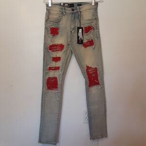 Waimea Skinny Fit Jeans Bleach Wash 28x32 Grunge Streetwear Distressed EUC
